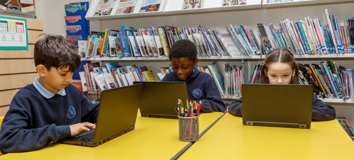 Children using computers.