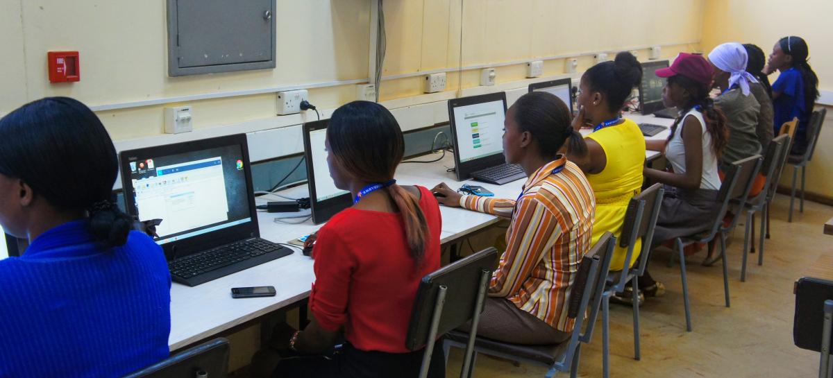 Female Students Using Computer Lab
