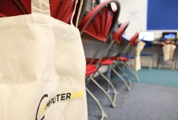 A Computer Aid bag in a classroom